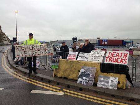 Live animal export protesters at Ramsgate port.