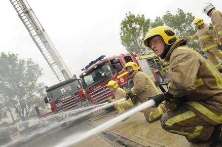 Firefighters at Thanet (Westwood) fire station practise their skills
