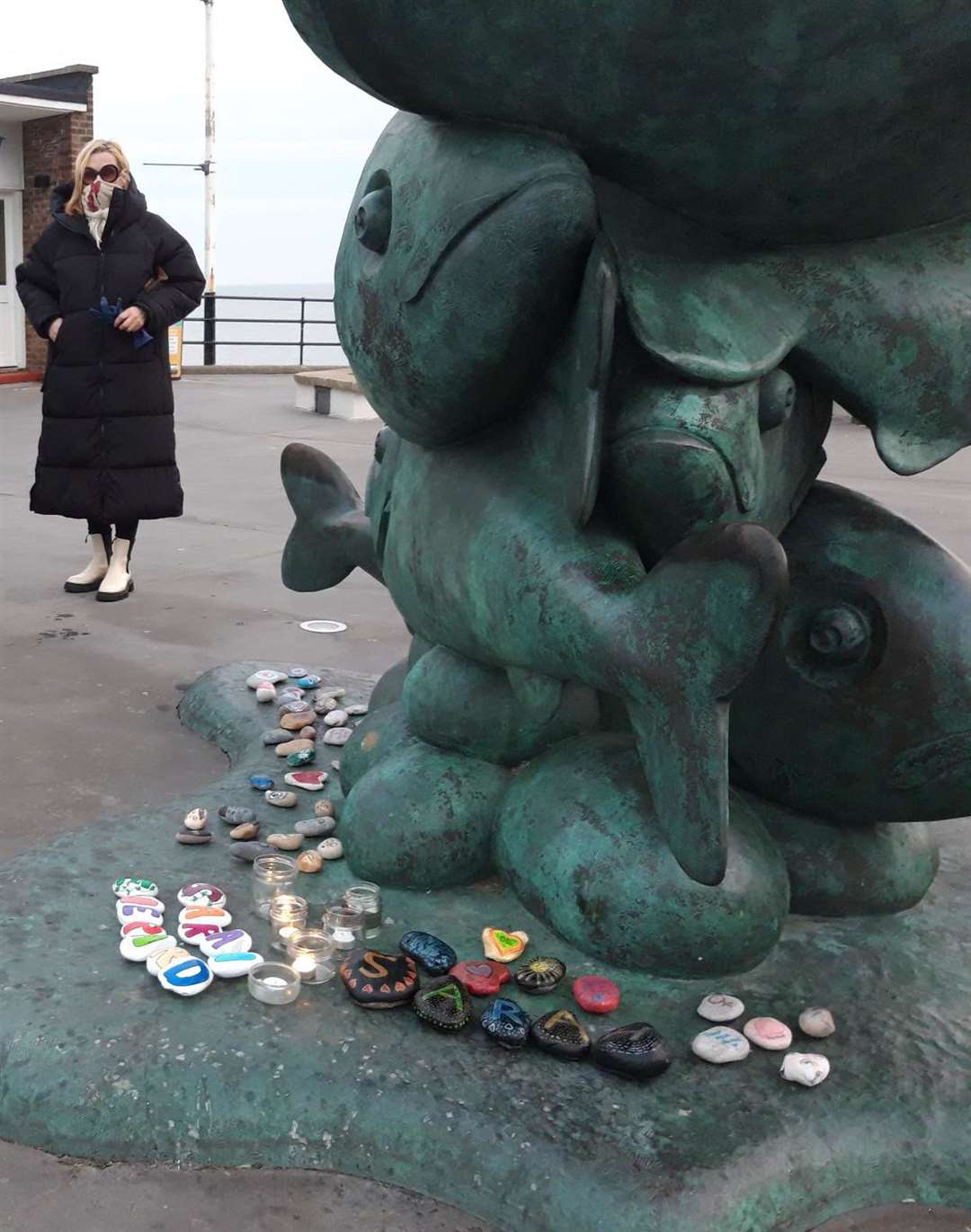 The tribute stones outside Deal Pier last week. Picture provided by Susan Carlyle