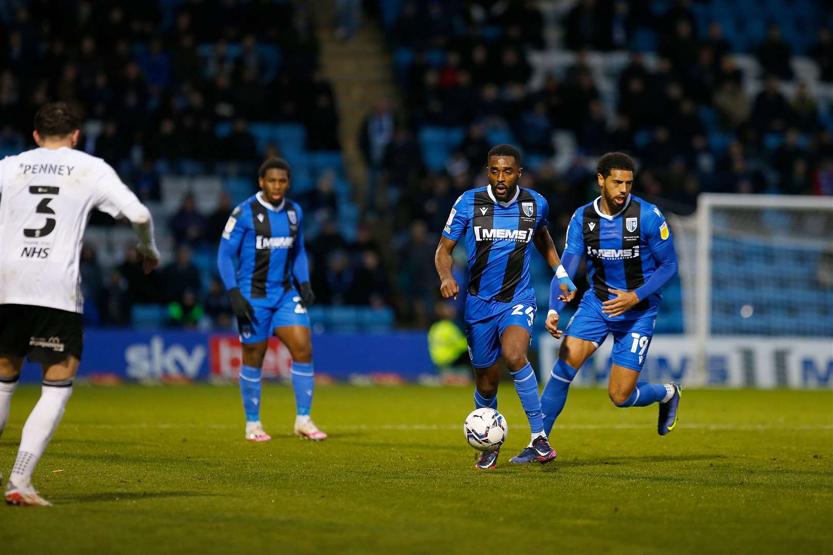 Mustapha Carayol on the attack for Gillingham Picture: Andy Jones