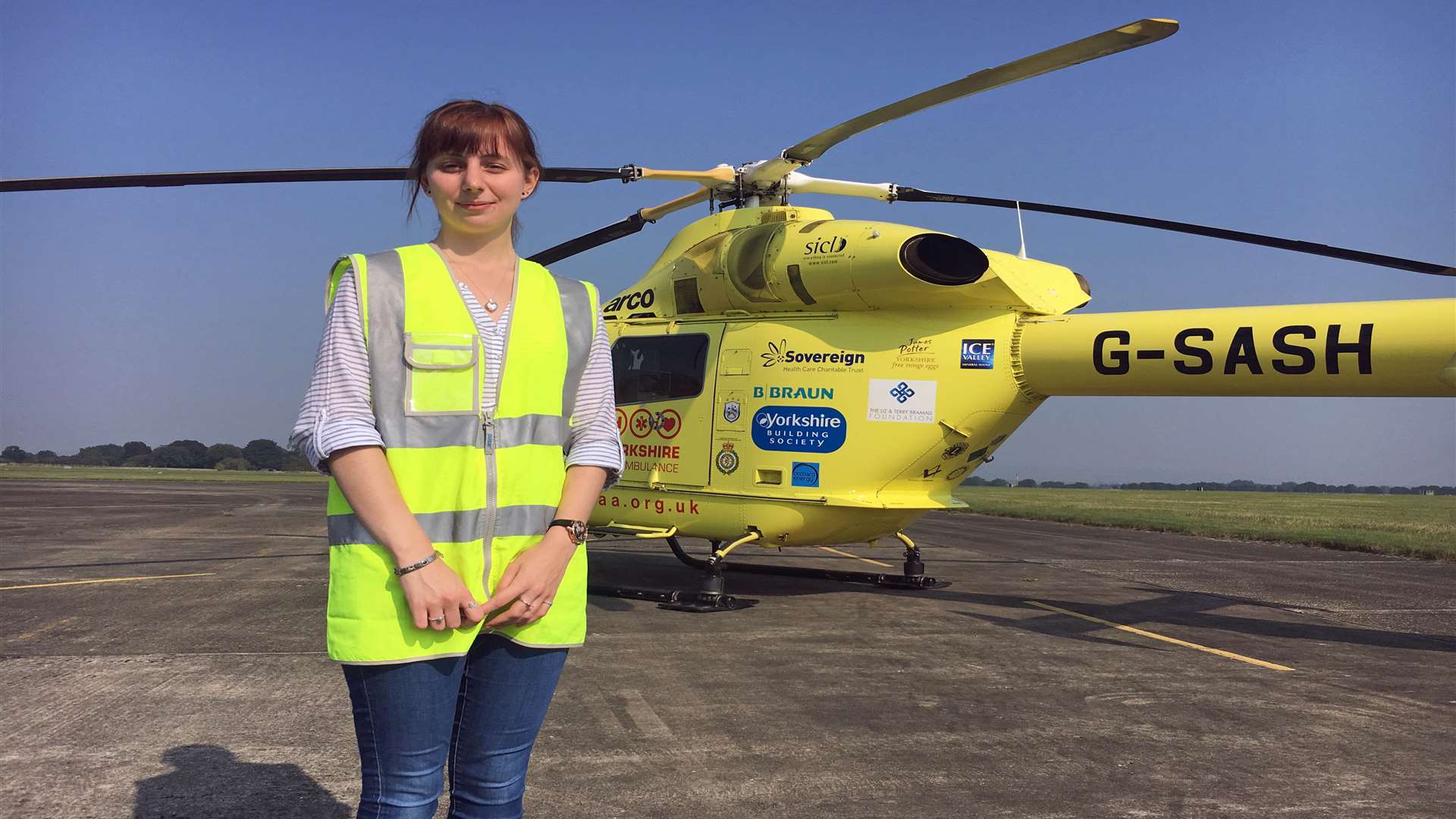 Rebecca Neal with the Yorkshire Air Ambulance