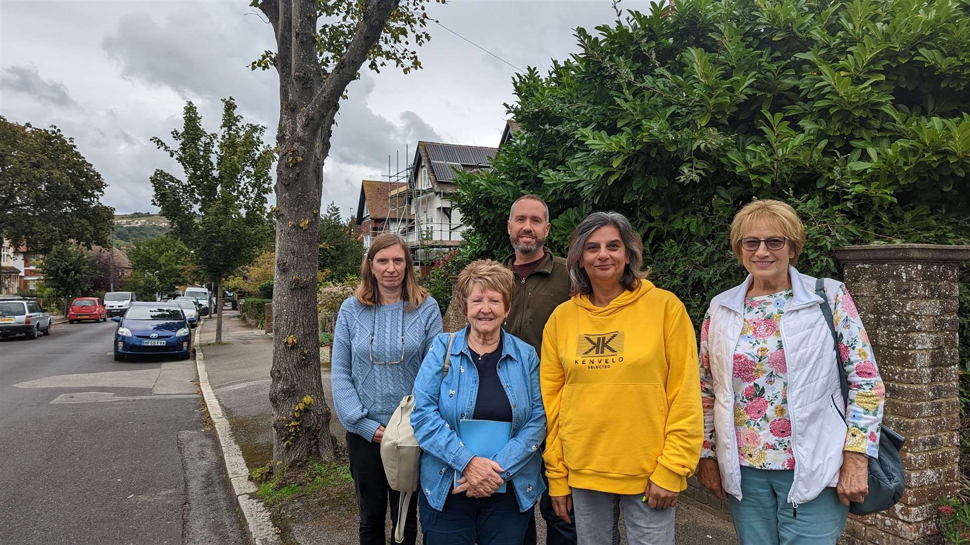 Residents (from left) Karen Browne, Jayne Walker, Charlie Burton, Meena Bhanji and Rosemary Braid are worried about the impact of parking restrictions on streets close to Radnor Park in Folkestone