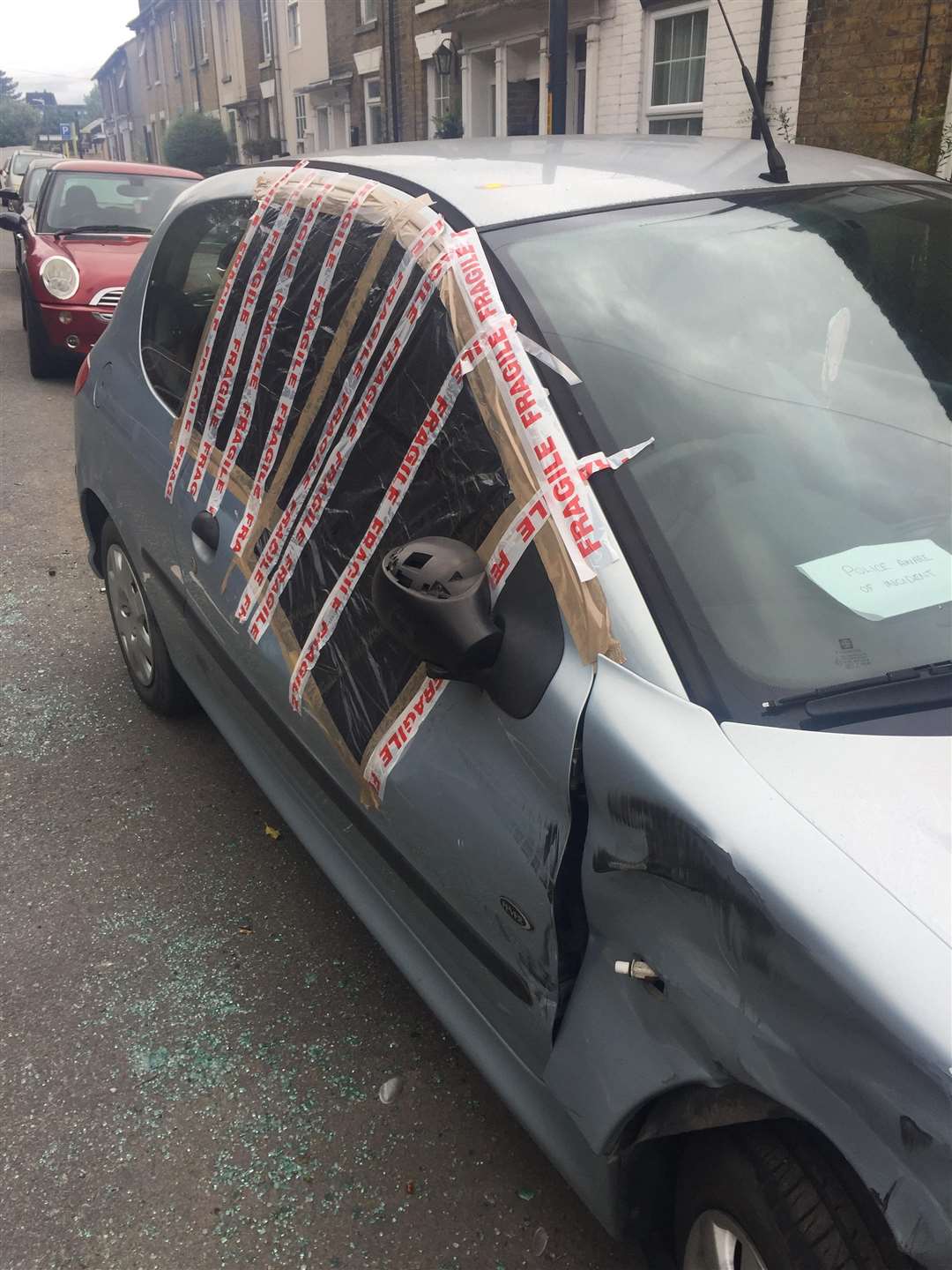 A report of criminal damage to the front offside window of a car parked on Union Street, Maidstone. (3757943)