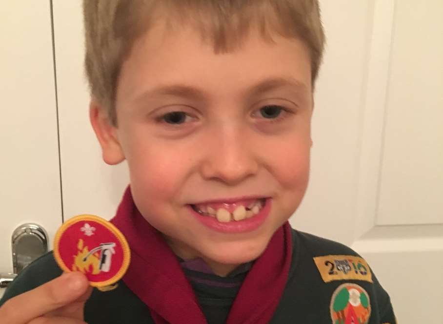 Joshua Clarke was working towards his fire safety Cub Scout award