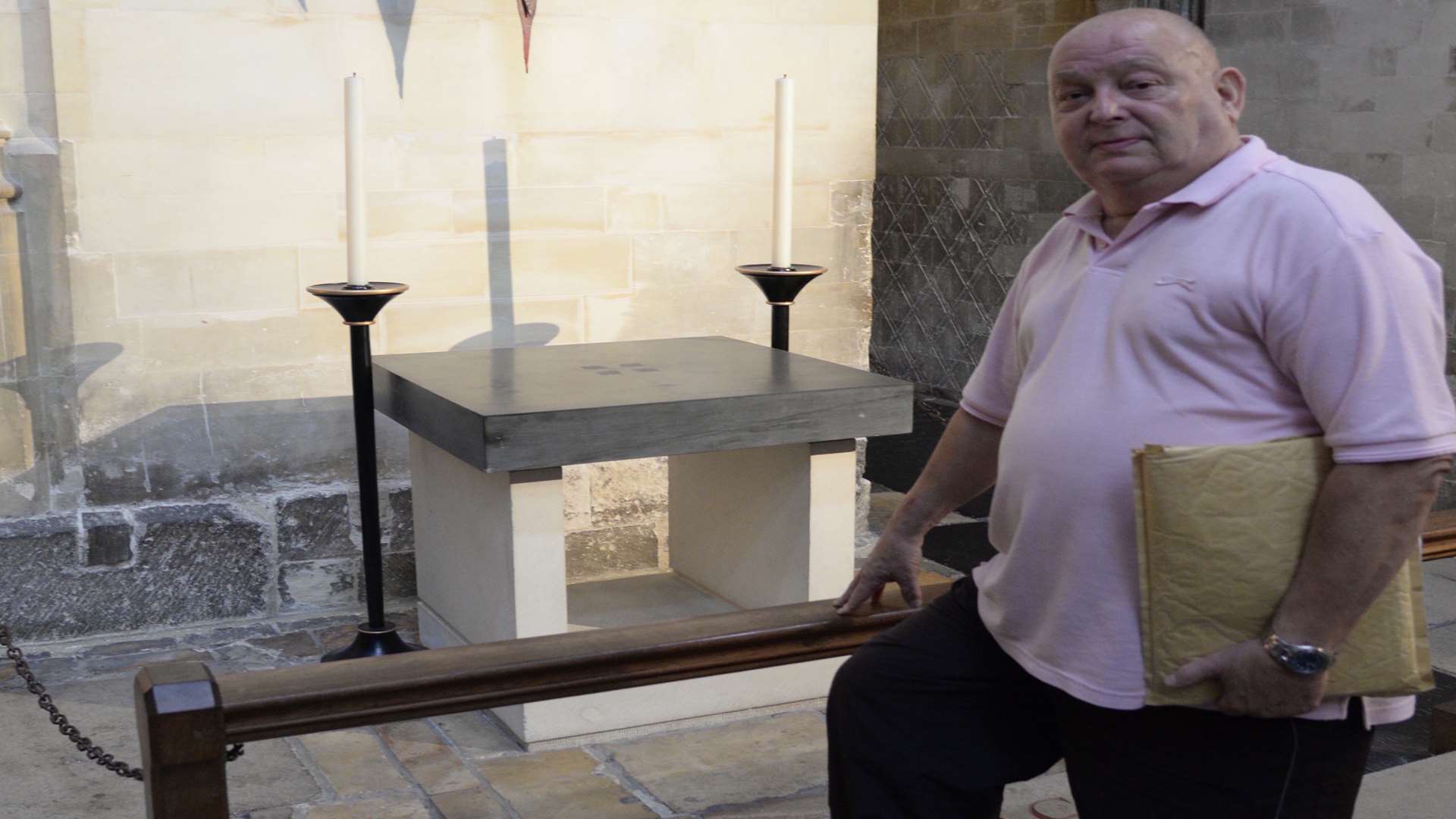 Brian Aird, at the spot his ancestor murdered Thomas Becket. Picture: Chris Davey