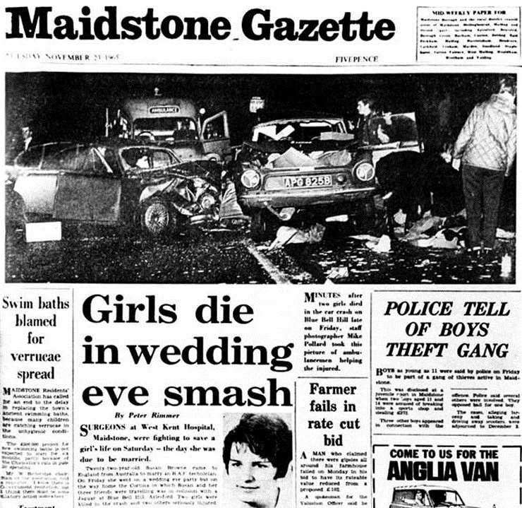 Front page of the Maidstone Gazette shows the horror crash