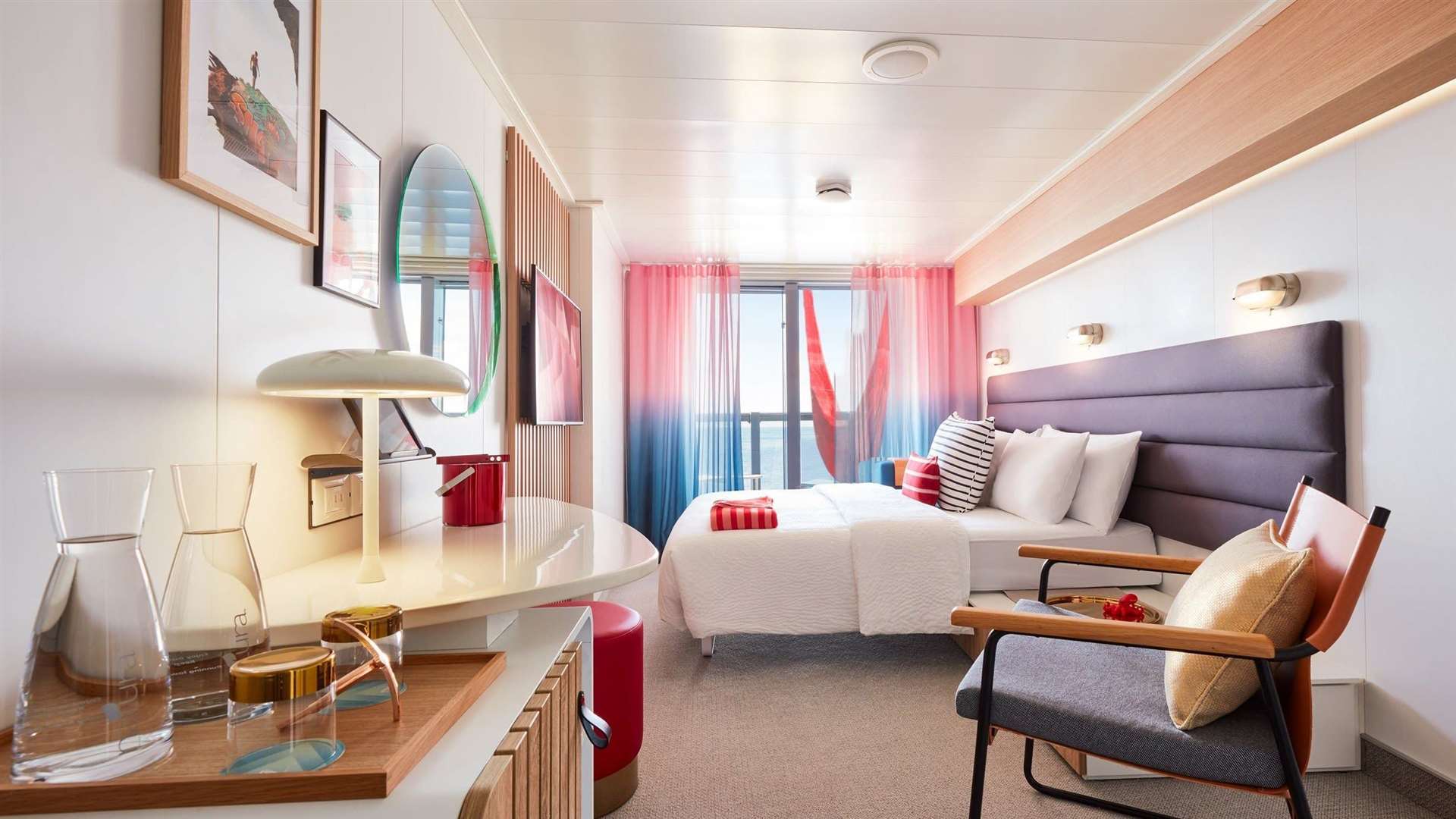 A cabin inside the new Virgin Voyages cruise ship Valiant Lady. Picture: Virgin Voyages