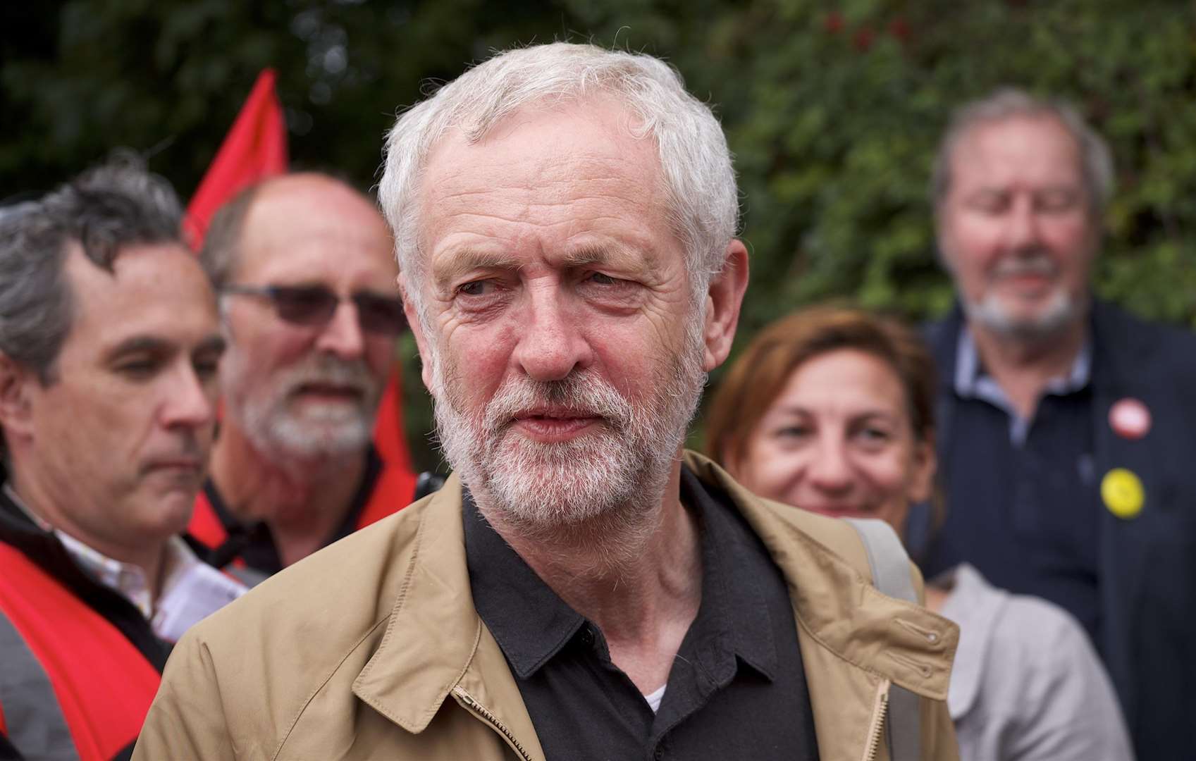 Labour leader Jeremy Corbyn attending a rally