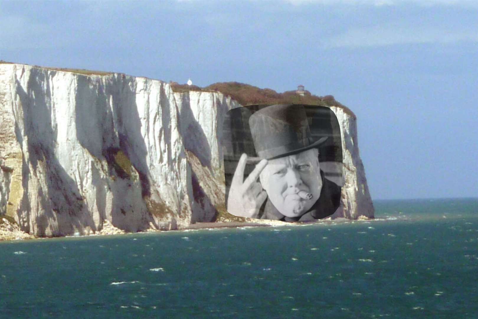 How the carving of Churchill on the White Cliffs might have looked, maybe