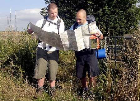 Rob Meader (left) and Dave Gollop survey the route before setting off on a training hike. Picture: RICHARD FRANKLAND