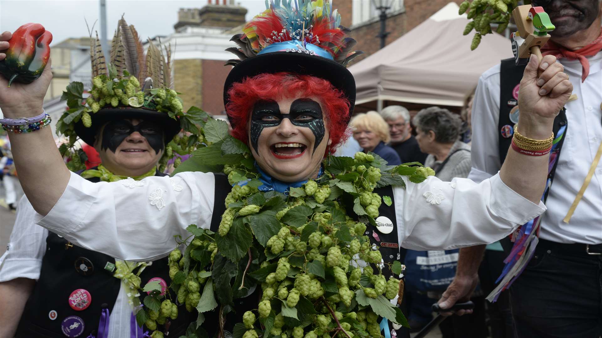 Lesley Hoad of Dead Horse Morris celebrates at last year's festival