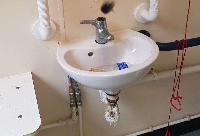 The criminals melted part of the sink in the cemetery bathroom in Whitstable. Photo: Canterbury City Council