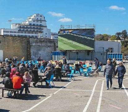 The Harbour Screen, on the Harbour Arm, will show many sporting events this summer. Photo: Folkestone Harbour Arm
