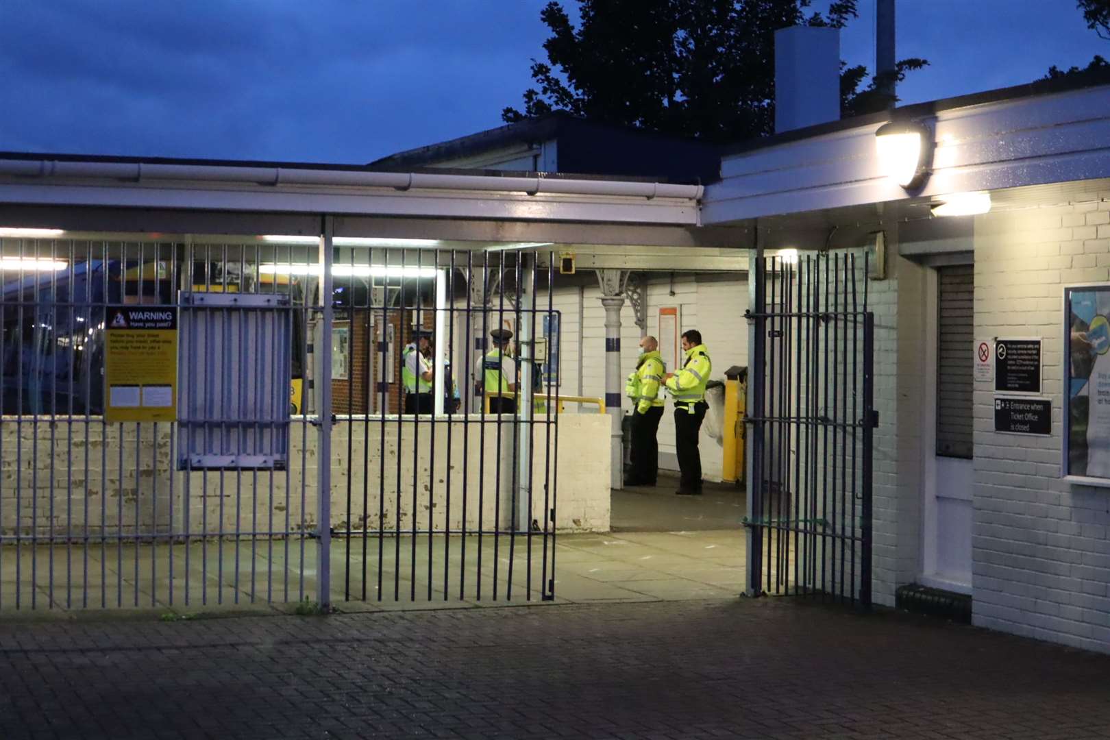 Police at Sheerness-on-Sea railway station