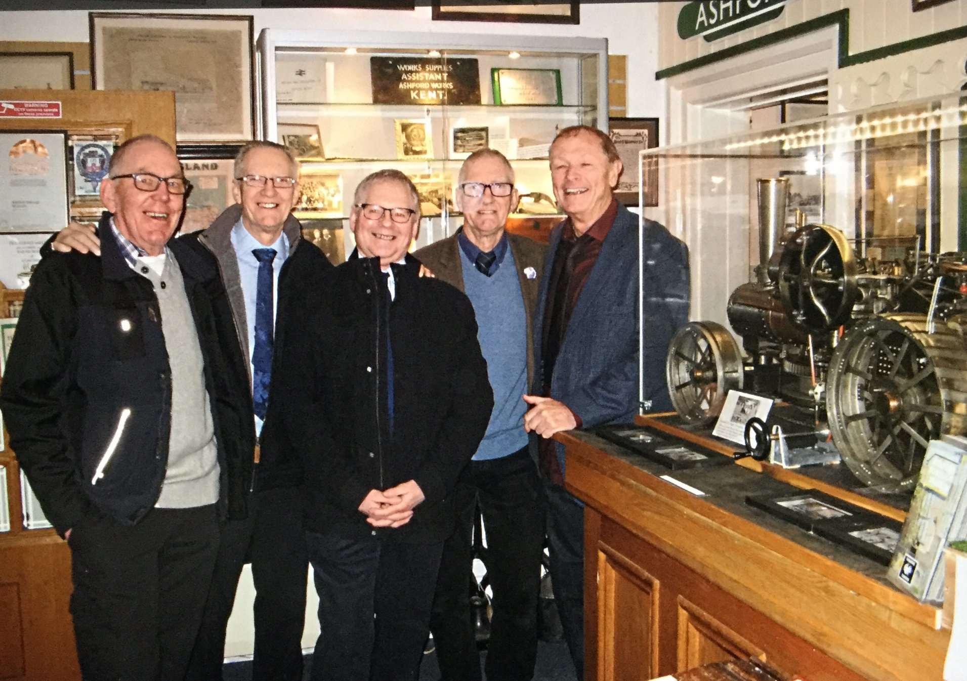 NOW - Steve Goldup, Colin Rich, Anthony Jenkins, Terry Watson and David Jenkins were the first apprentices to do their apprenticeships at the old Ashford railway works in the 1970s (1291503)