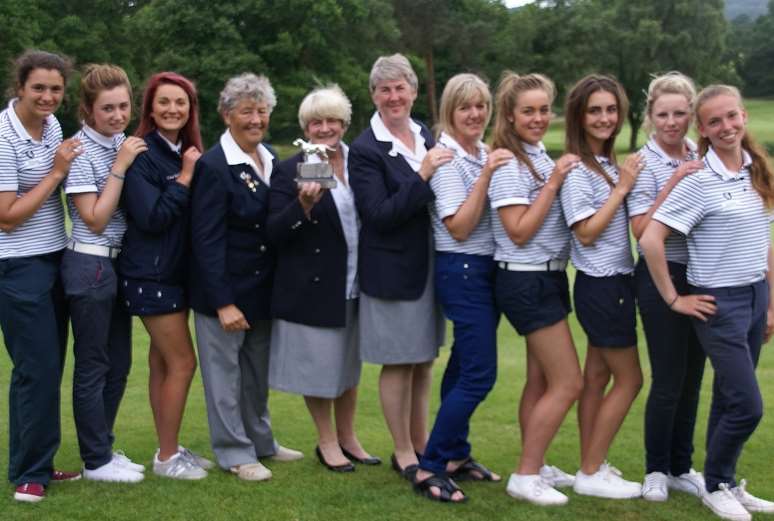 The victorious Kent Ladies' team celebrate their win