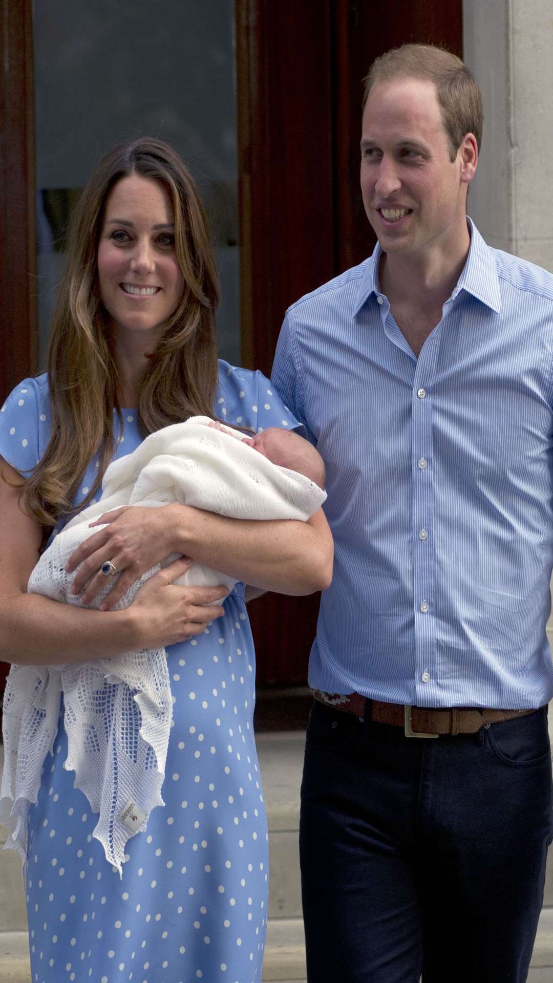 Kate and William, the Duchess and Duke of Cambridge leave the Lindo Wing with their baby son. Picture: Arthur Edwards/The Sun