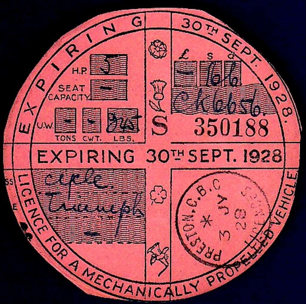 A vintage tax disc from 1928, which went up for sale with auctioneers James and Sons in Norfolk