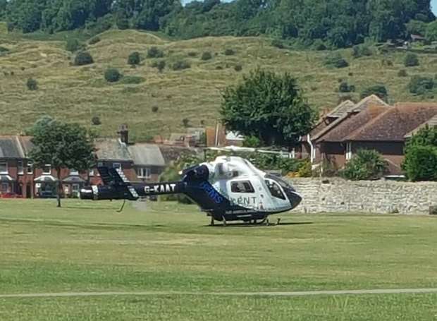 The air ambulance on Hythe Green. Picture: Sam Rolfe