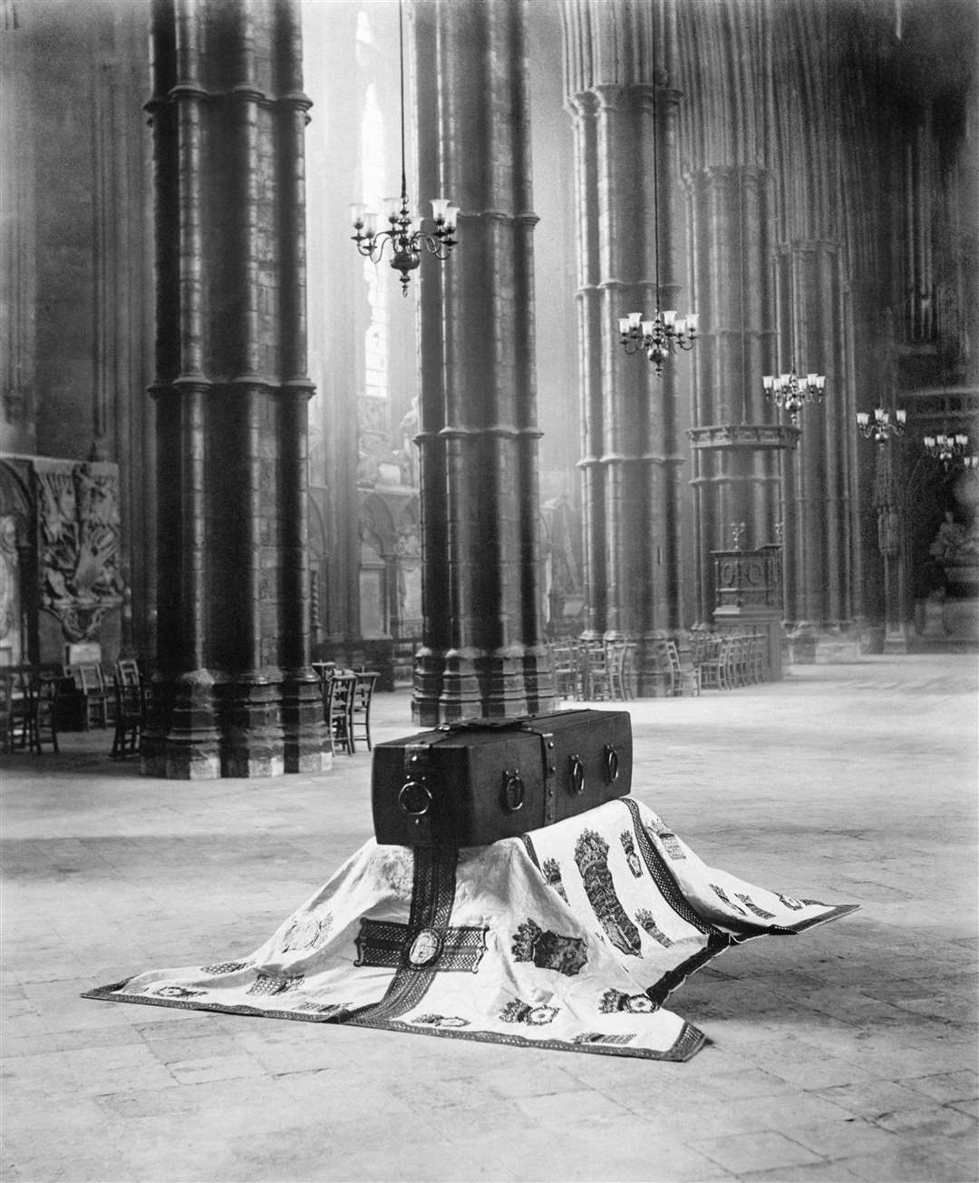 The Unknown Warrior’s coffin resting in Westminster Abbey (PA)
