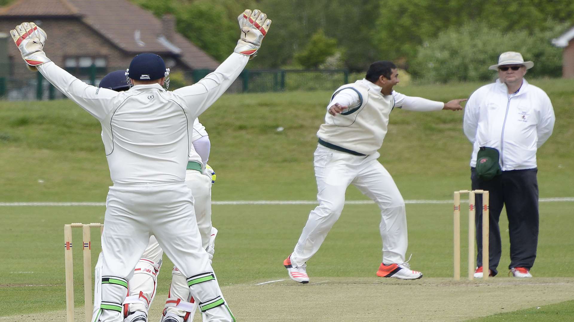 Folkestone bowler Hima Waingankar asks the question against Blackheath, but this time not out Picture: Paul Amos
