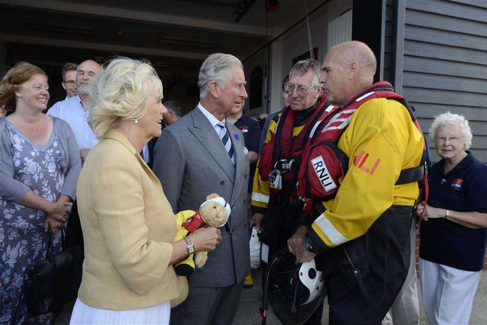Prince Charles and the Duchess of Cornwall at the Whitstable RNLI lifeboat station