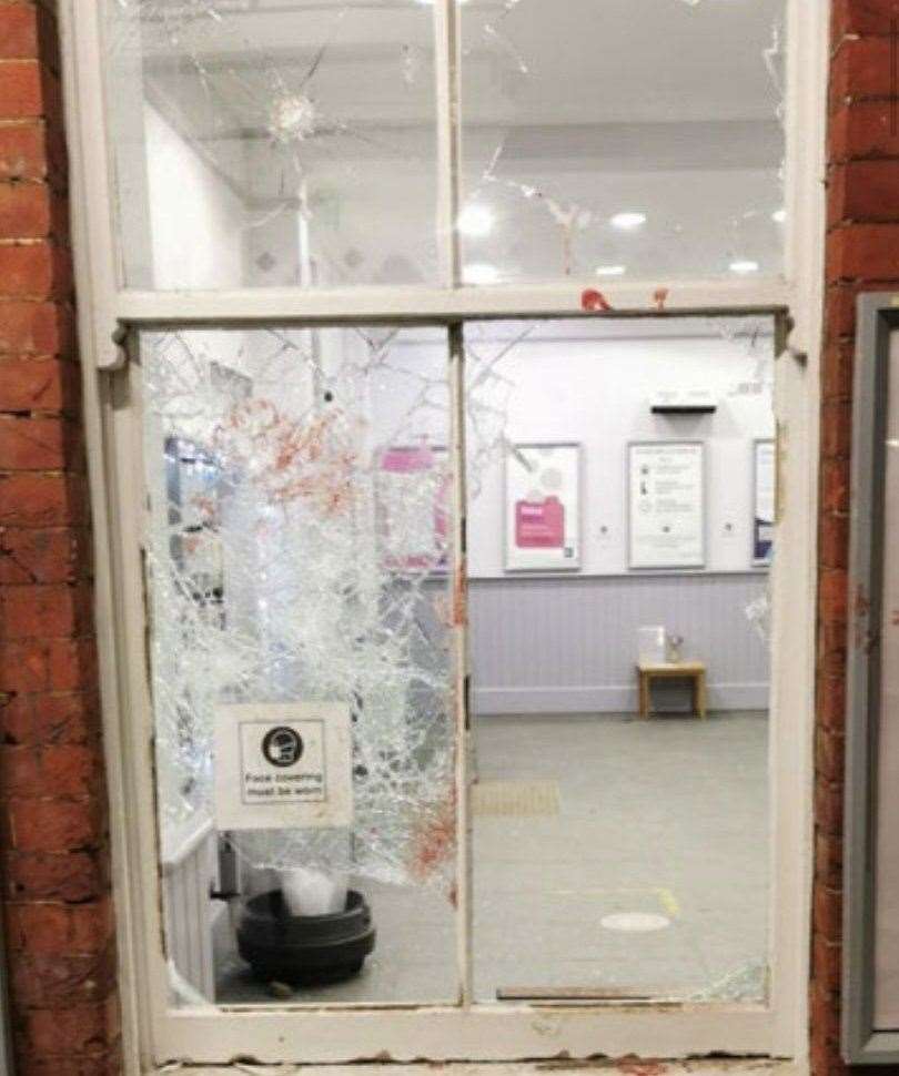 A window was smashed and thousands of pounds worth of damaged caused to Paddock Wood station on Christmas Day last year. Photo: @BTPKent