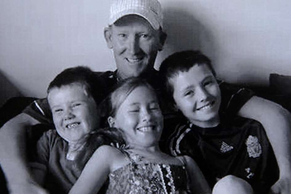 Rob Watson, who died after a brain aneurysm, with Tyler, Courtney and Tommy