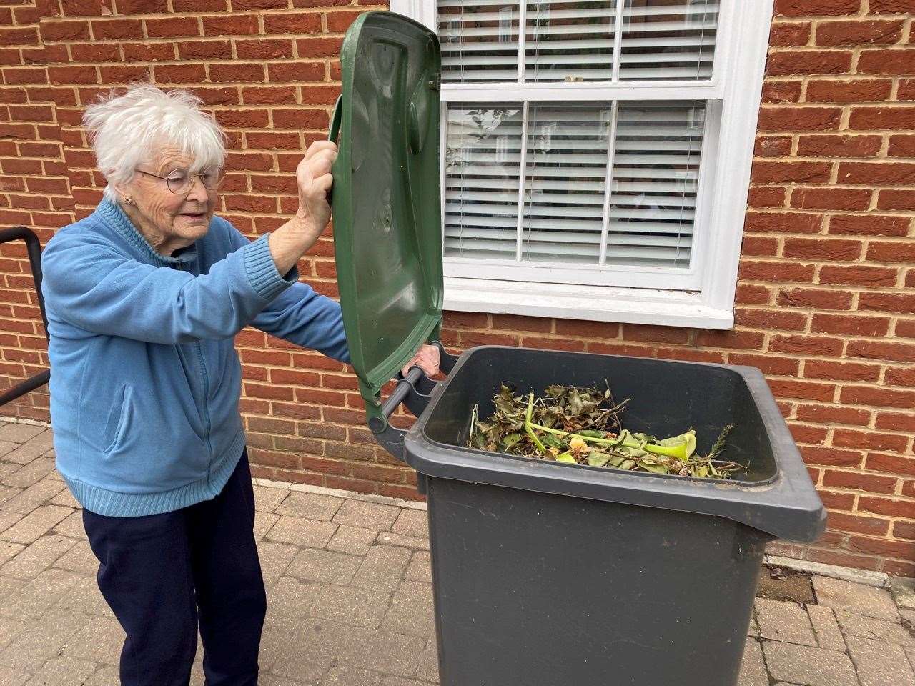 Nan Miller, 94, was frustrated as her garden waste had not been collected by Canterbury bin workers for three weeks