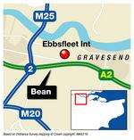 A2 between Bean and Ebbsfleet junctions