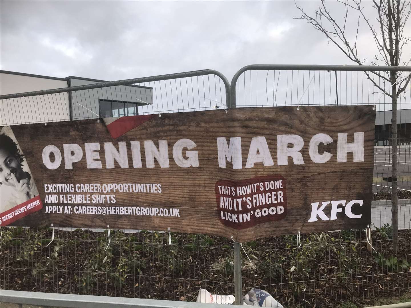 A sign advertising jobs has now appeared outside the site in Chatham