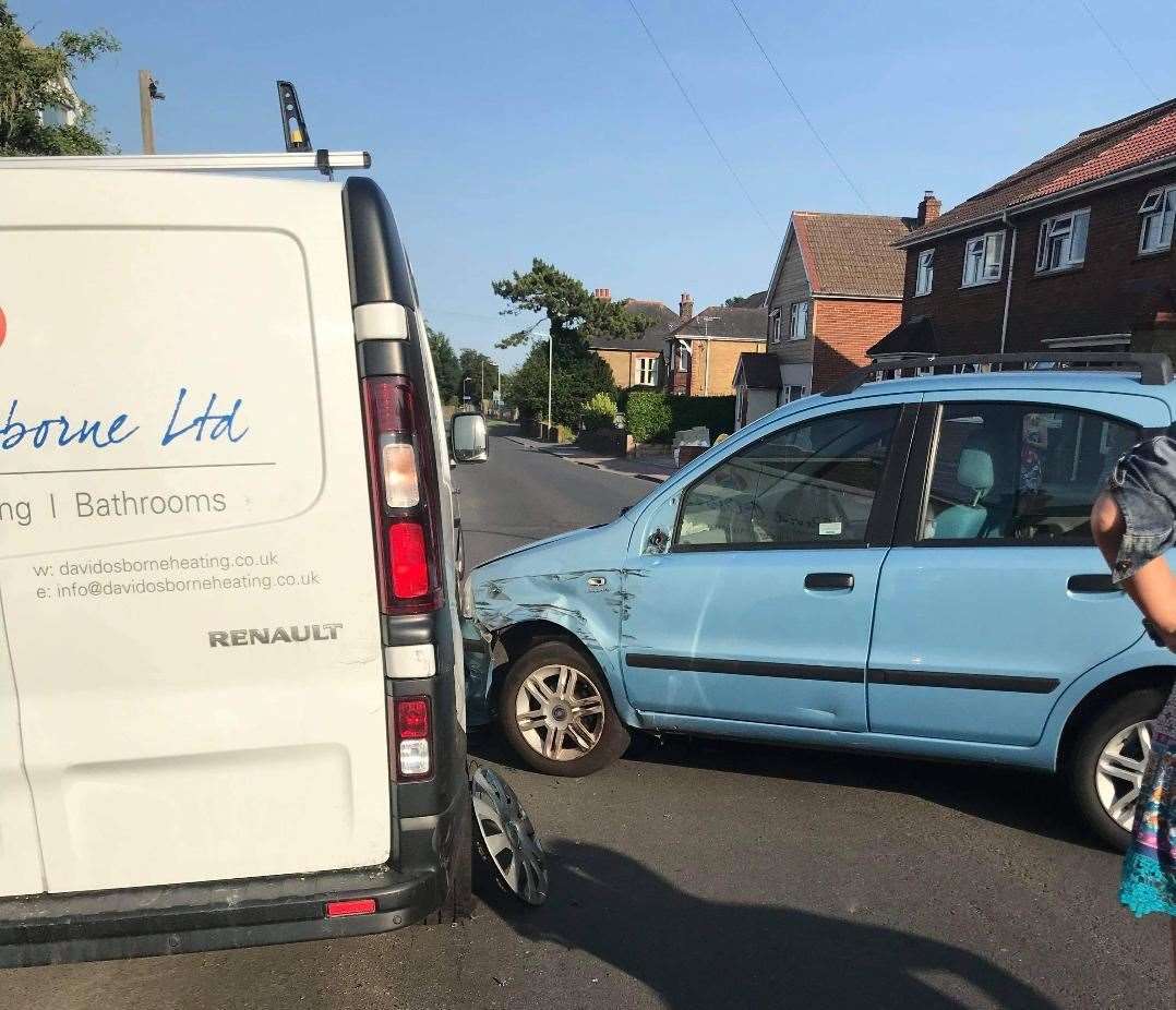 A suspected drink driver crashed into a van in St Richard's Road. Picture: Sarah Thompson