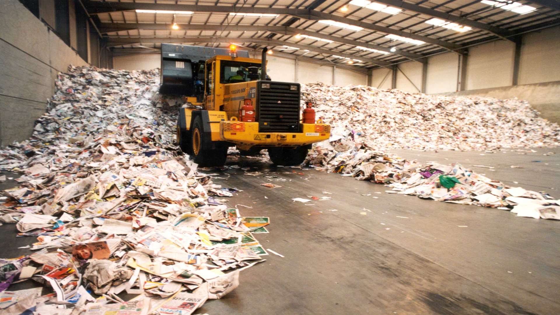 Paper being stored at Aylesford Newsprint ready to be recycled
