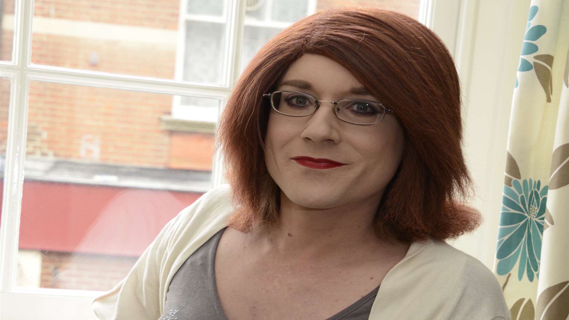 Transgender woman Karen SJ Clark at home in Hythe