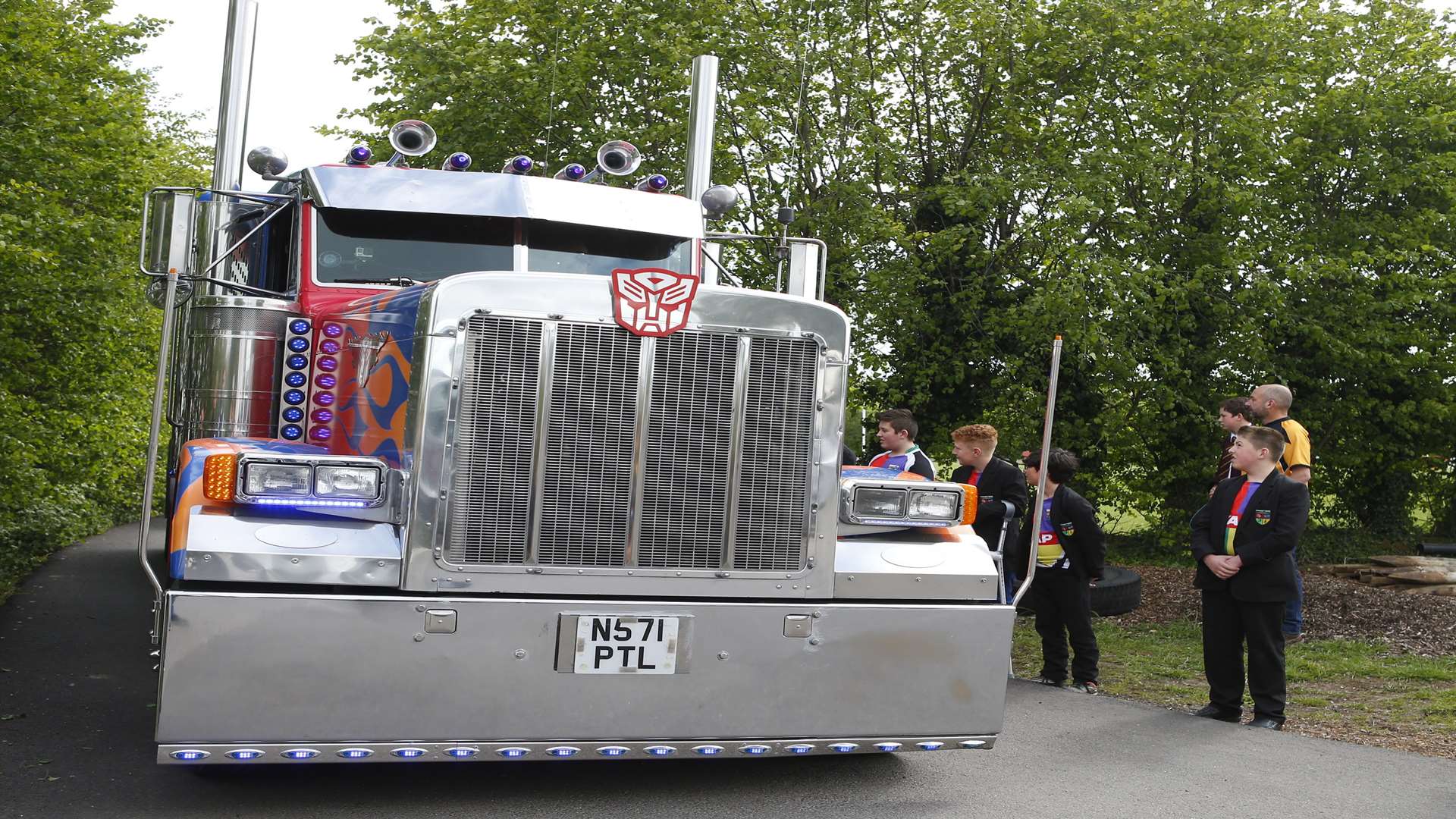 The Optimus Prime hearse carried Troy Philpott to his final resting place