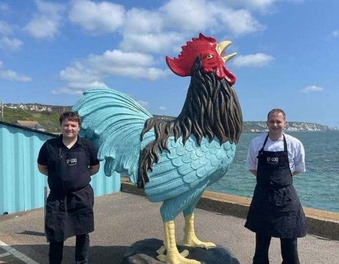 Chef Shaun with Charlie, who works front of house. Picture: @le_coq_harbourside