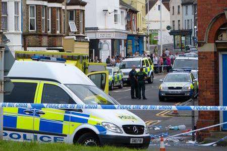 Police at the scene in Black Bull Road, Folkestone. Picture: Kent_999s on Twitter