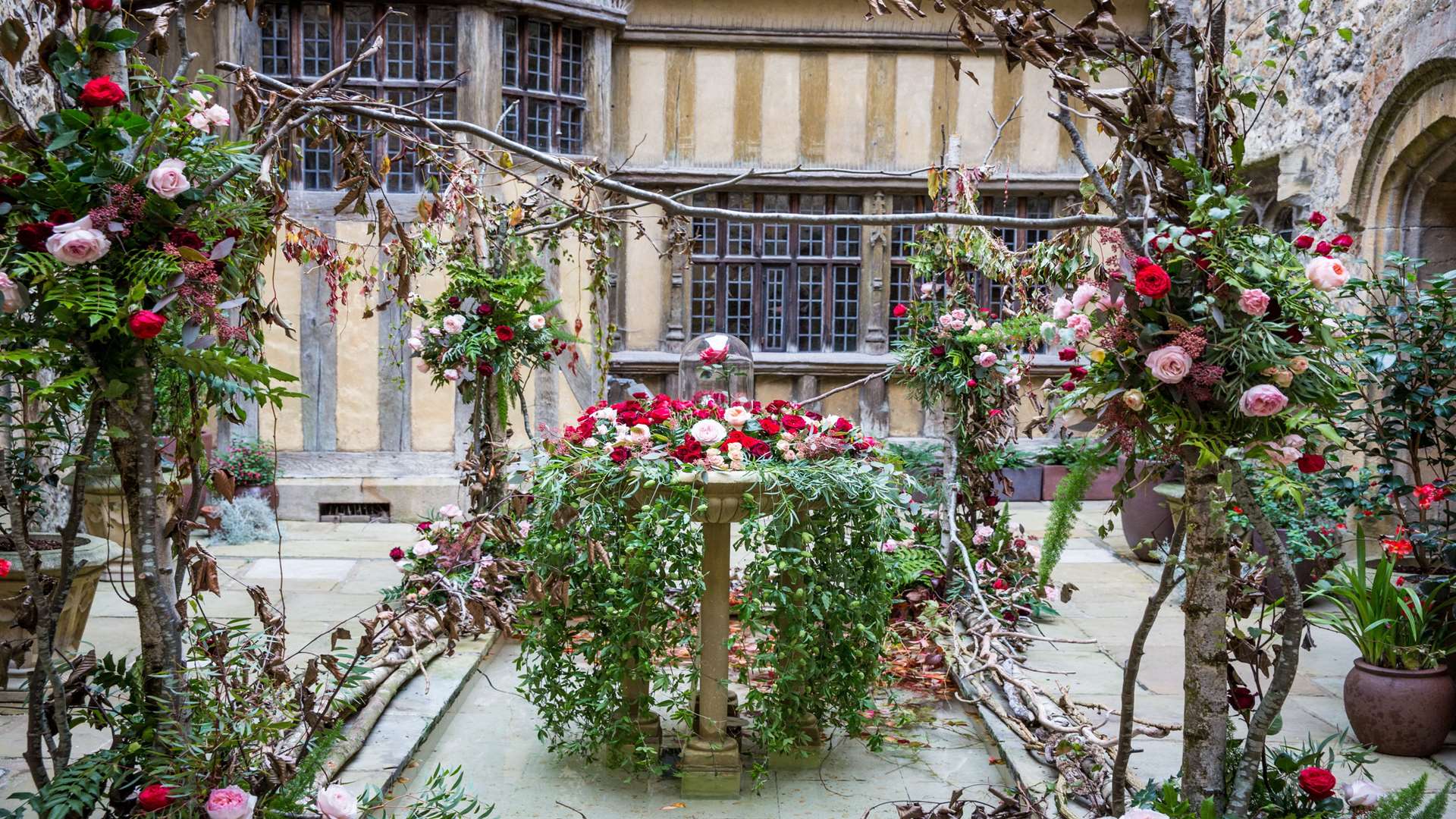 A display by Caroline Miller Floristry in the courtyard. Picture: www.matthewwalkerphotography.com
