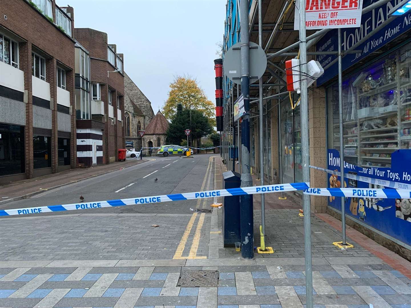 Police taped off Station Street in Maidstone after an 'attempted murder'