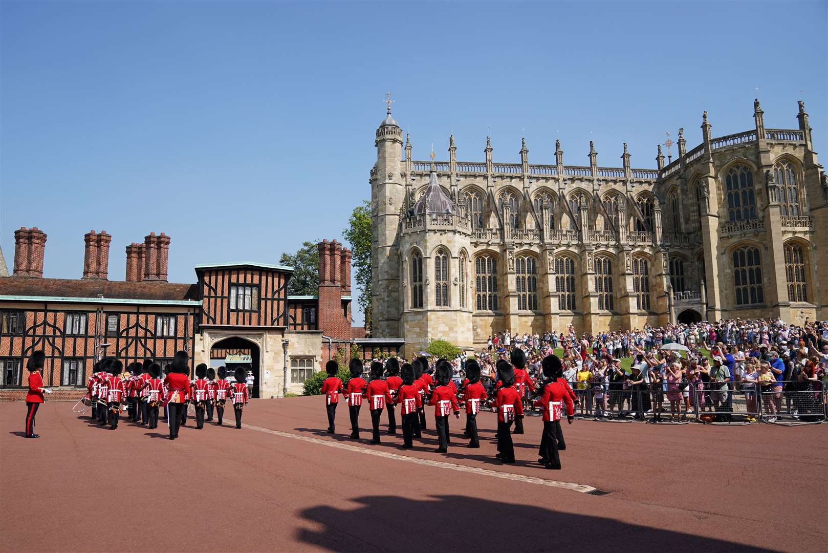 The Changing of the Guard at Windsor Castle was staged for the first time in more than a year (Andrew Matthews/PA)