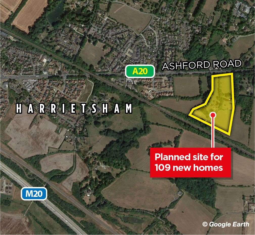 The site of the proposed 109 new homes in Harrietsham