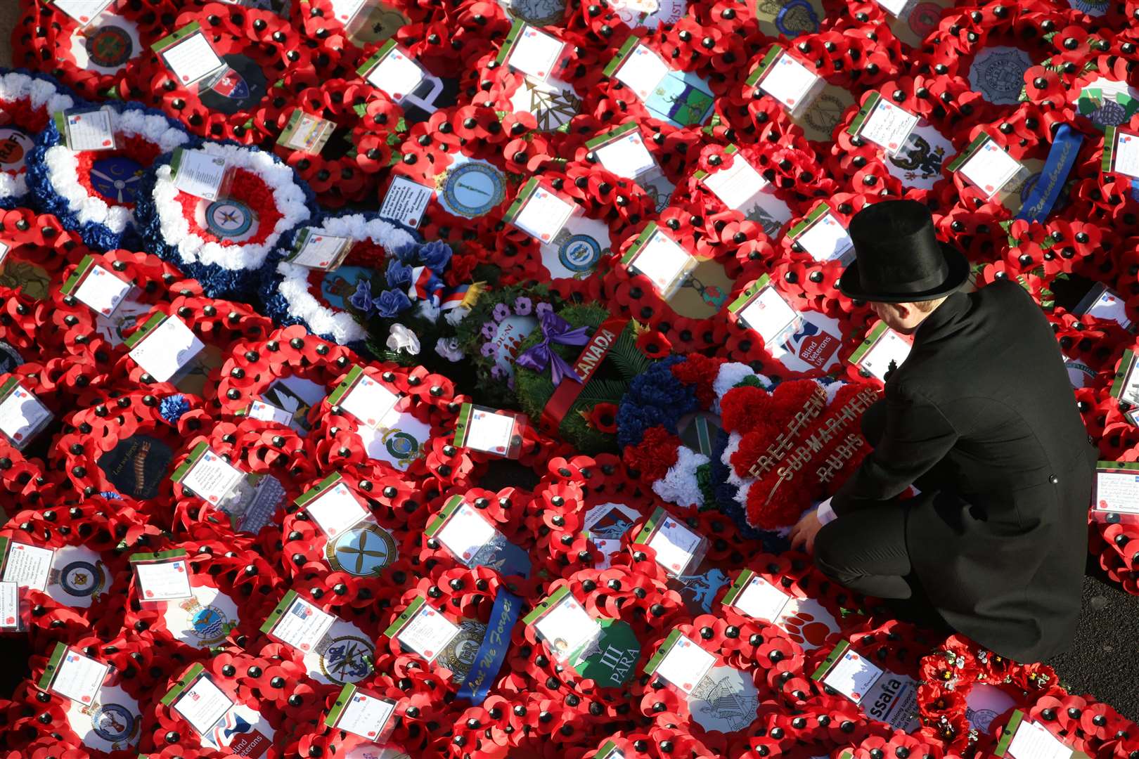 The walk marks 100 years since the end of the First World War, which is commemorated with poppies