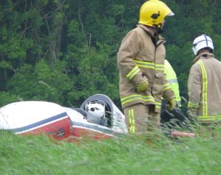 Emergency services at the plane crash at Hastingleigh. Pictures: Max Hess