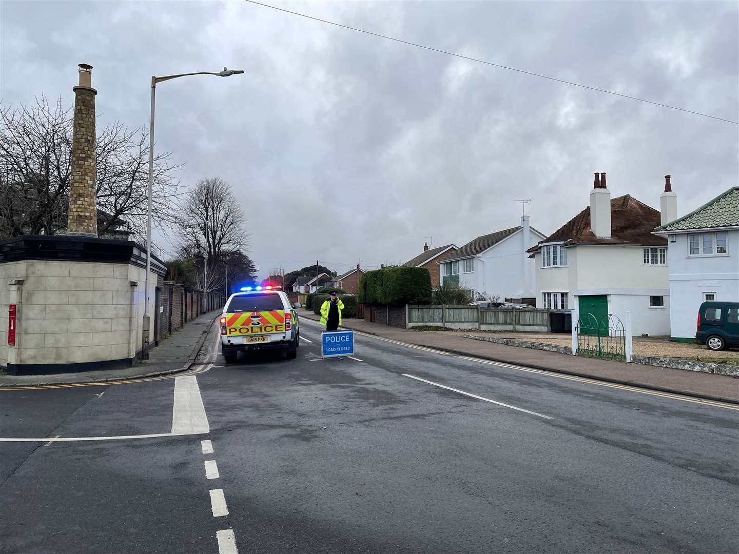 Officers were at the scene in London Road