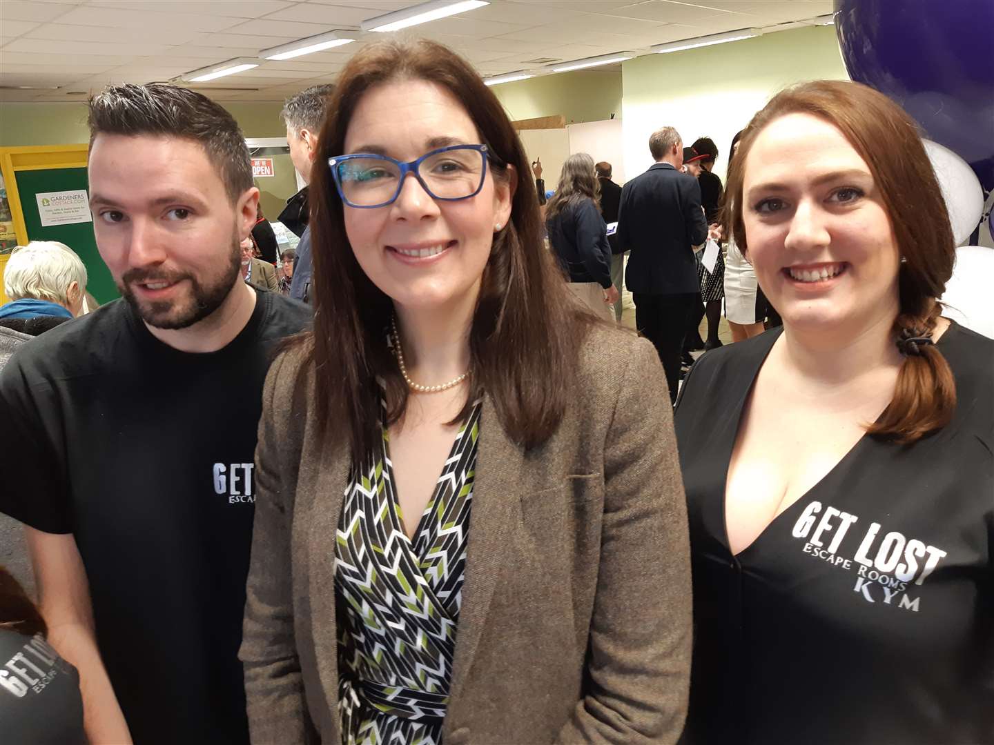 Apprentice contestant Elizabeth McKenna with Jay Venner and Kym (corr) Billings, right, of the Get Lost escape rooms now based at Dover Co-Innovation