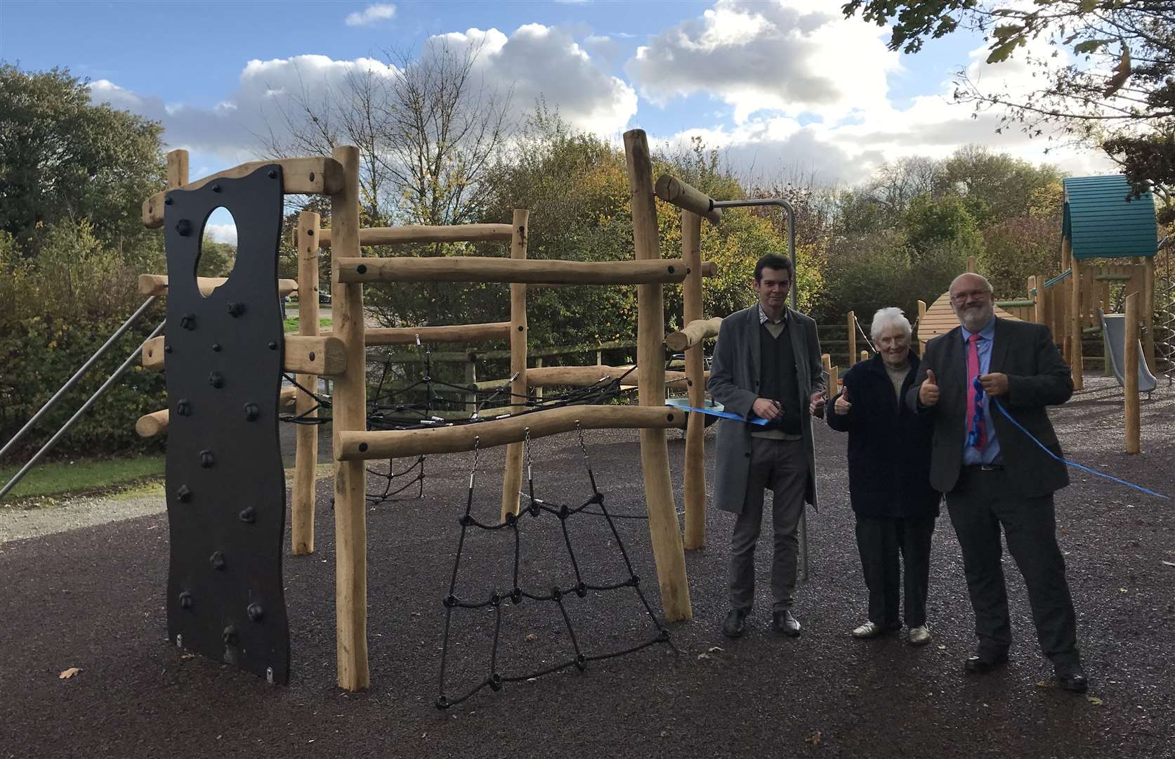 Councillors Drew Swinerd, Patsy Thurlow and Jeremy Kite opening the new playground