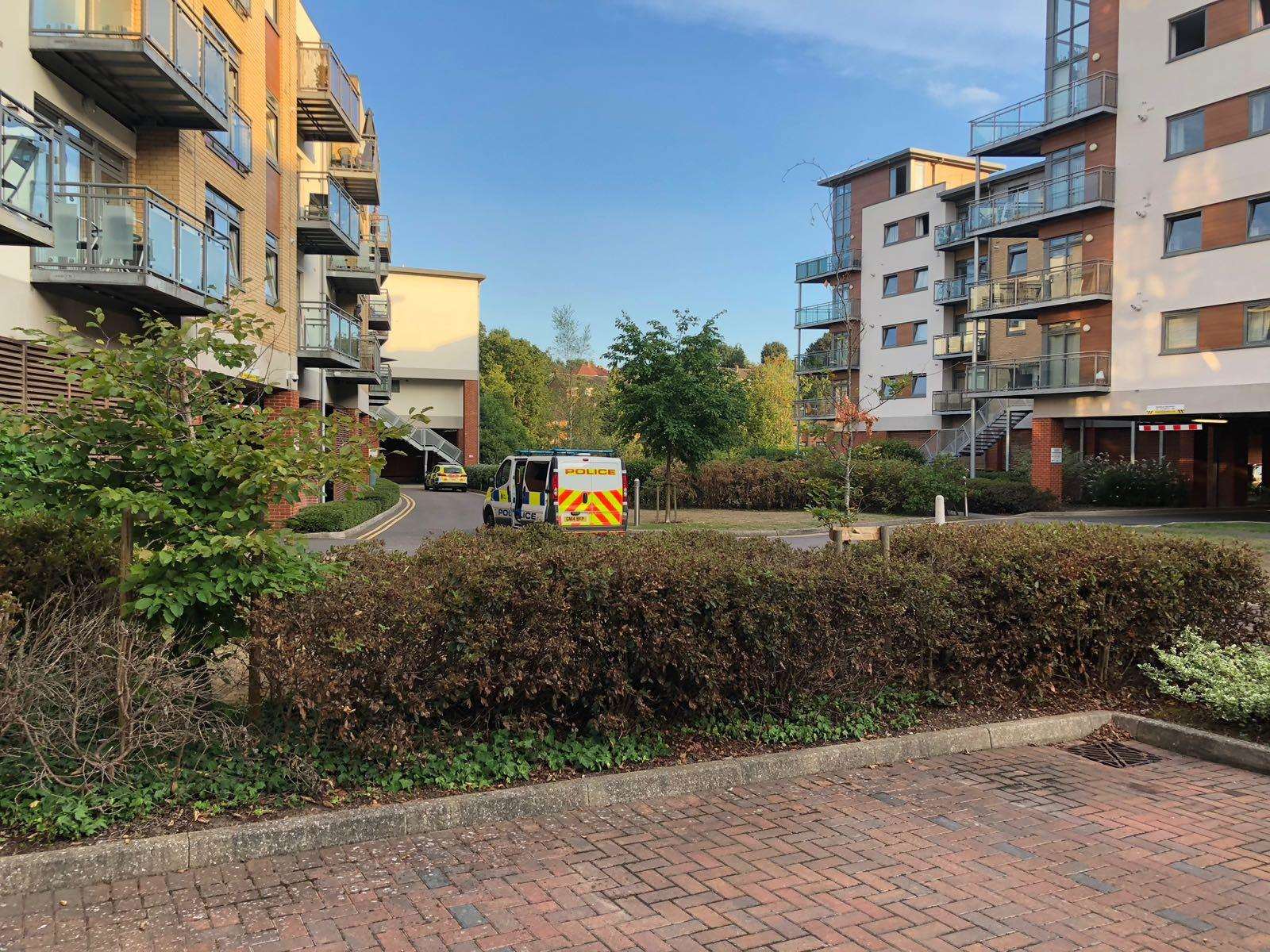 Four police cars and three ambulances were seen at Wallis Place flats off Hart Street in Maidstone (3431742)