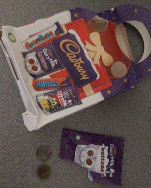 The buttons came from a festive chocolate selection box