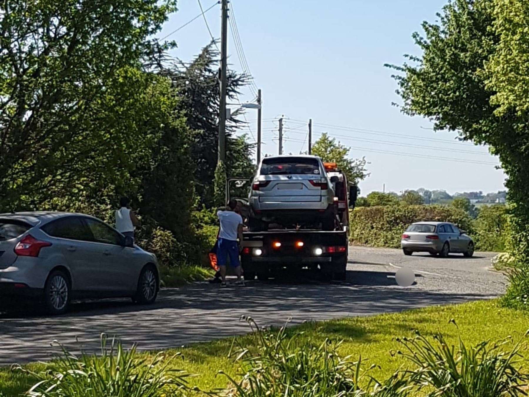A car being towed after a crash near Borden Village. Picture: Lee Goldfinch