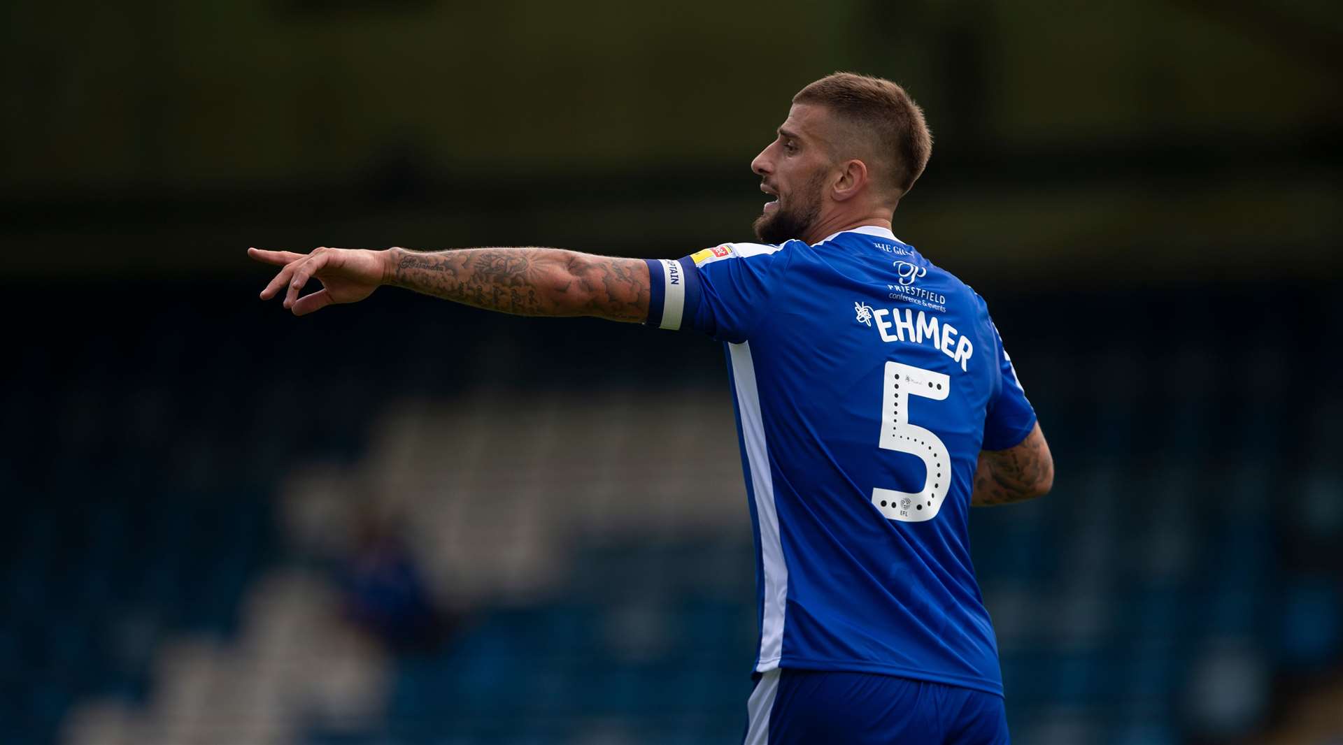 Gillingham manager Steve Evans has chosen Max Ehmer to captain the side Picture: Ady Kerry